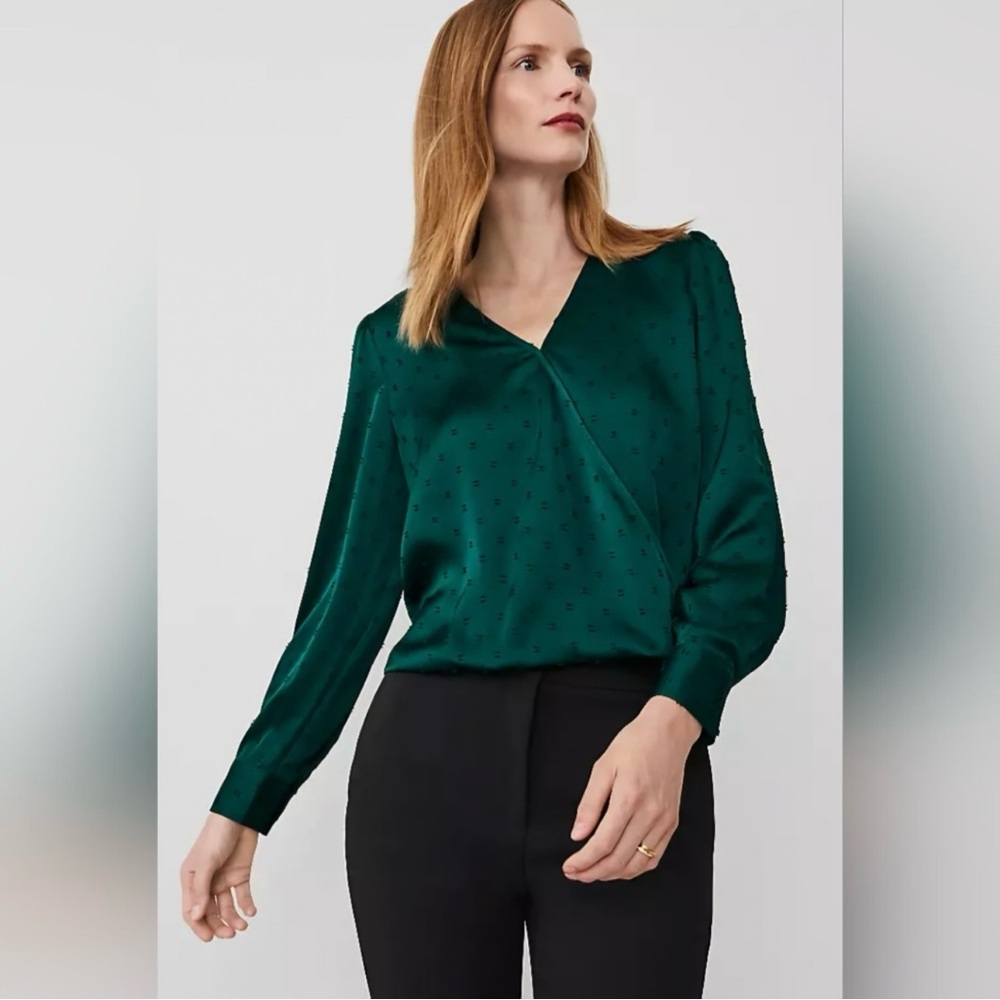 Ann Taylor NEW Satin Wrap Popover top blouse size XXL